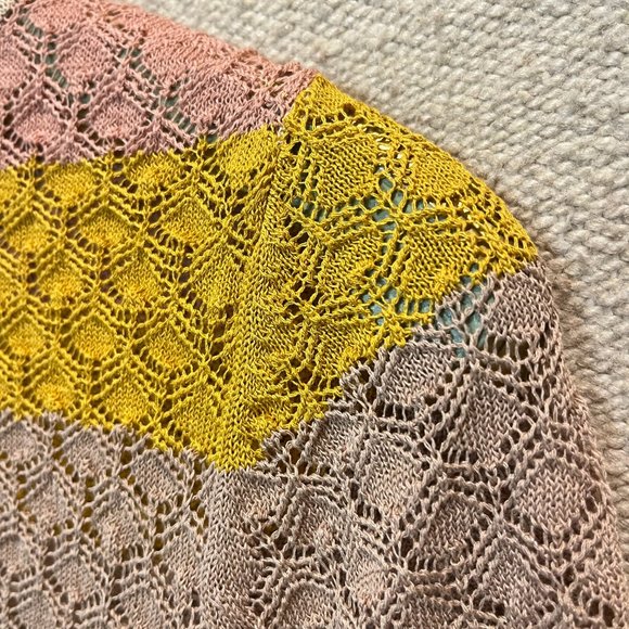 Current Air Los Angeles +++ Top Sunset Colors M Striped Knit Ruffle Blouse Tee - Picture 2 of 10